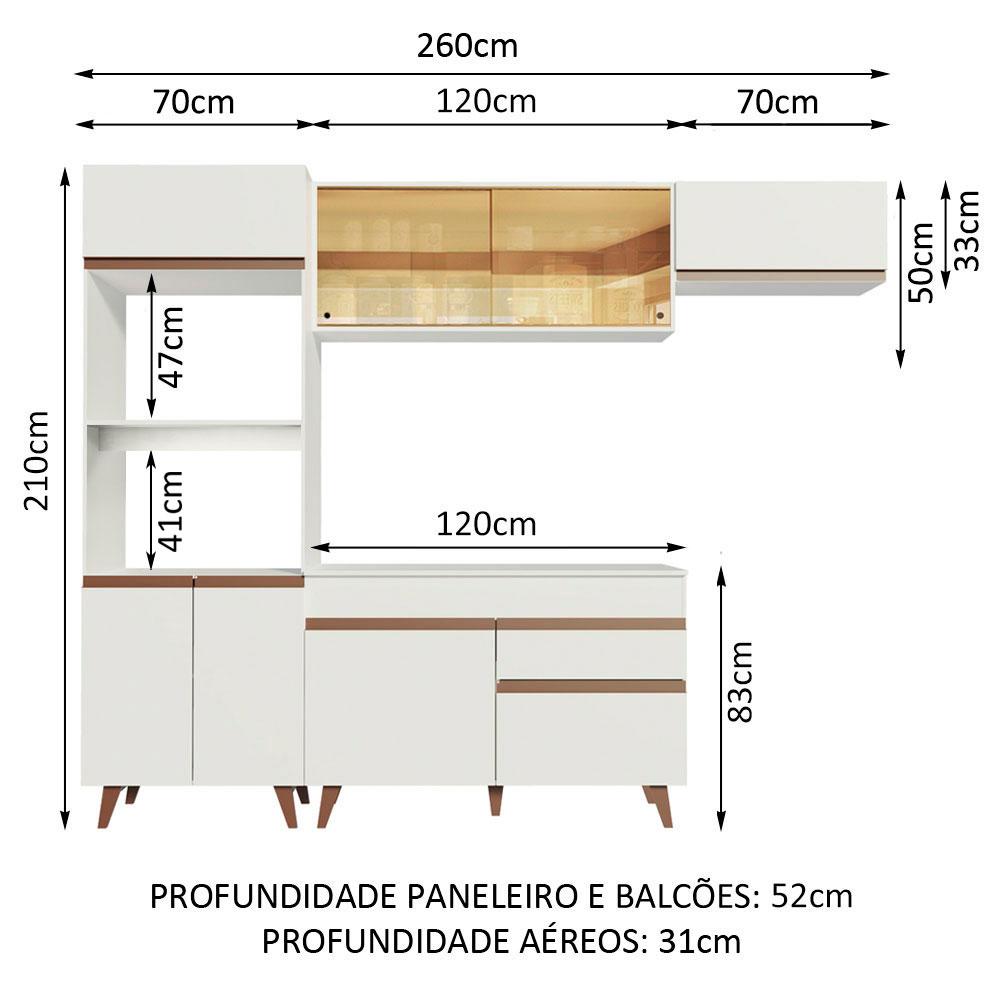 Cozinha Completa Madesa Reims XA260001 com Armário e Balcão - Branco