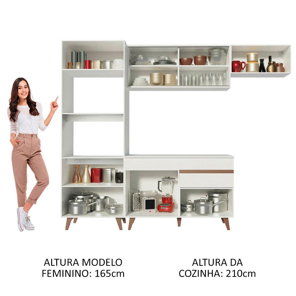 Cozinha Completa Madesa Reims XA260001 com Armário e Balcão - Branco