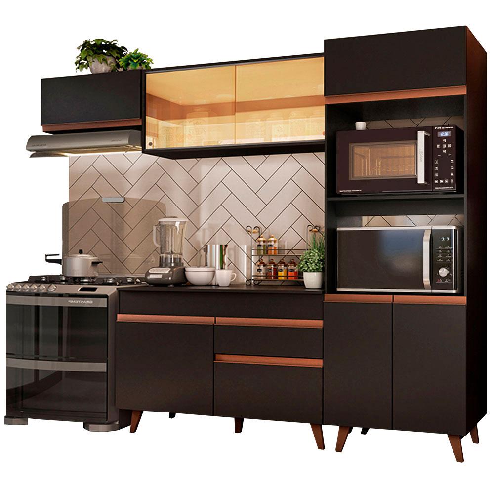 Cozinha Completa Madesa Reims XA260001 com Armário e Balcão - Preto