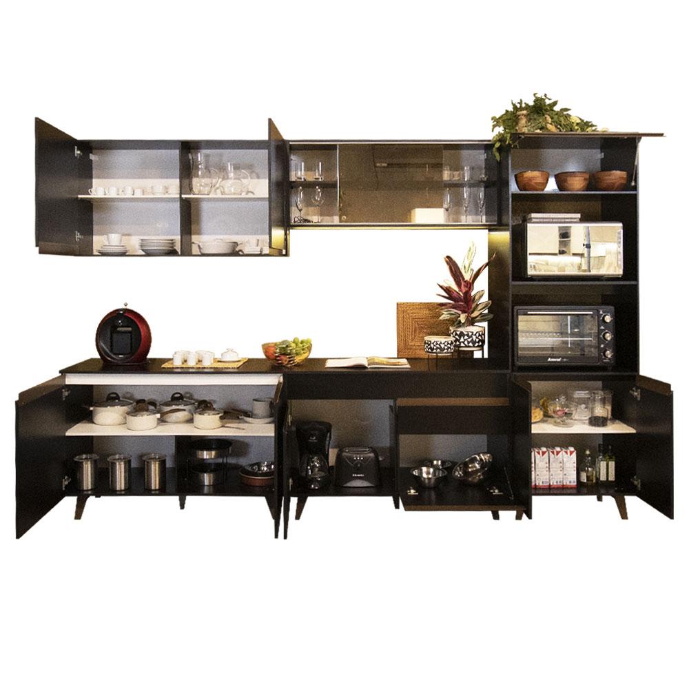 Cozinha Completa Madesa Reims XC310001 com Armário e Balcão - Preto