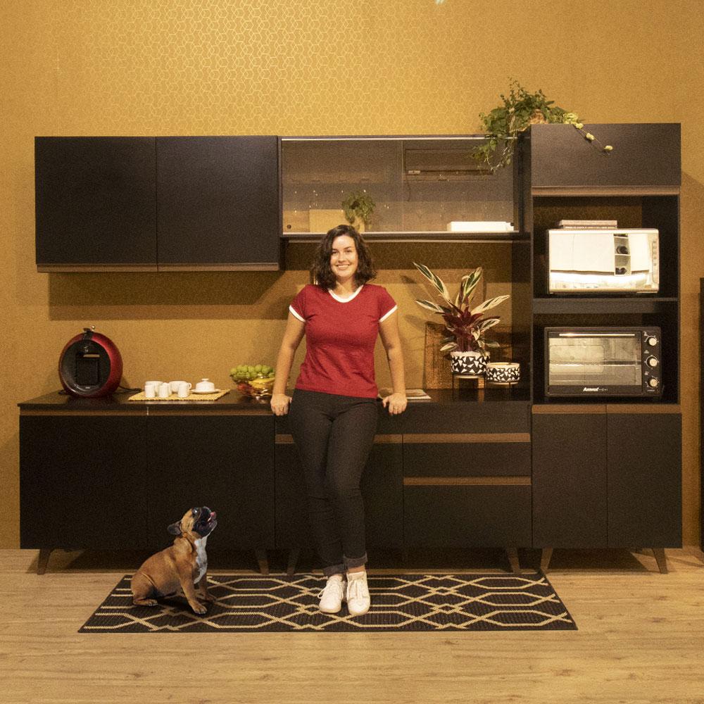 Cozinha Completa Madesa Reims XC310001 com Armário e Balcão - Preto