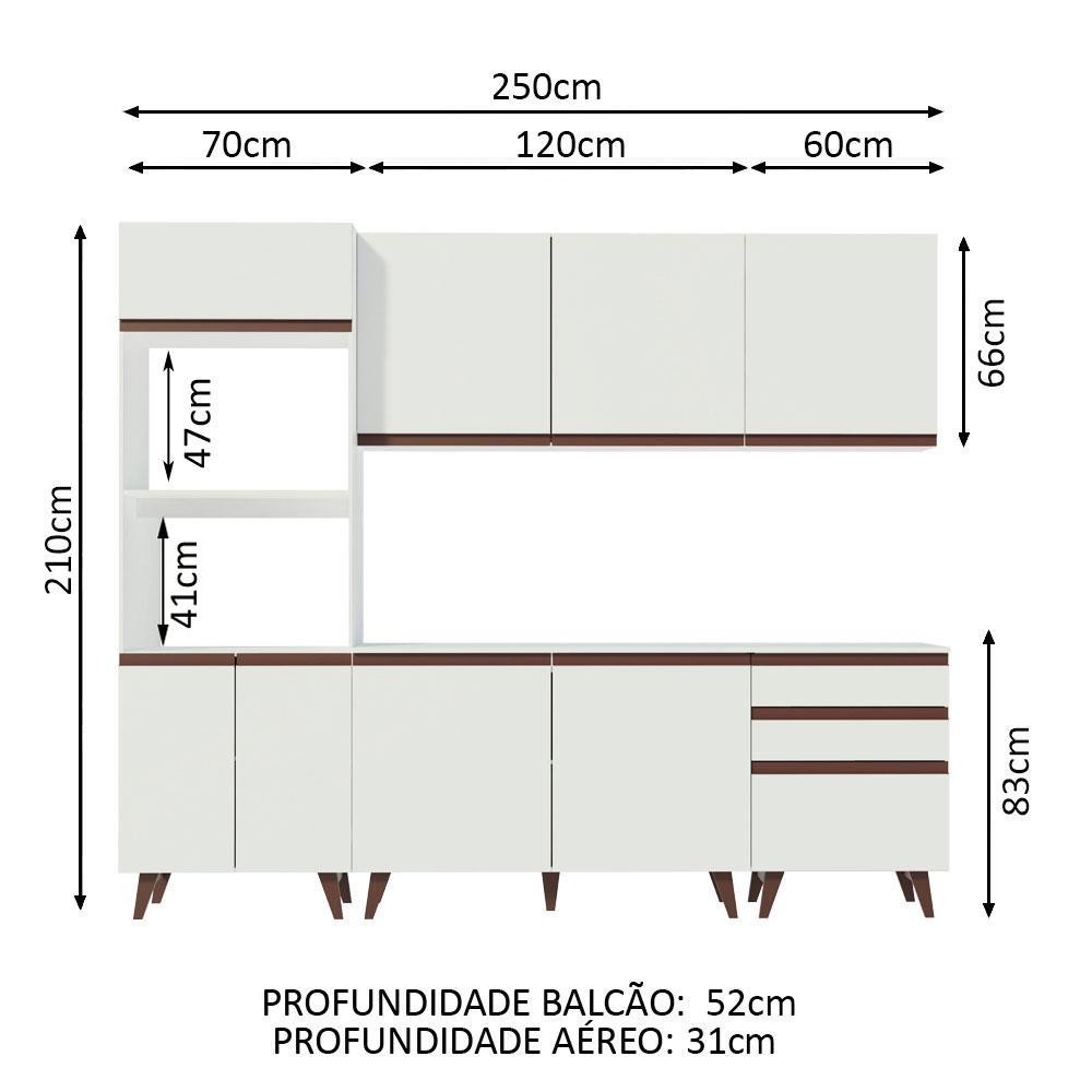 Cozinha Completa Madesa Reims com Balcão 8 Portas 3 Gavetas - Branco