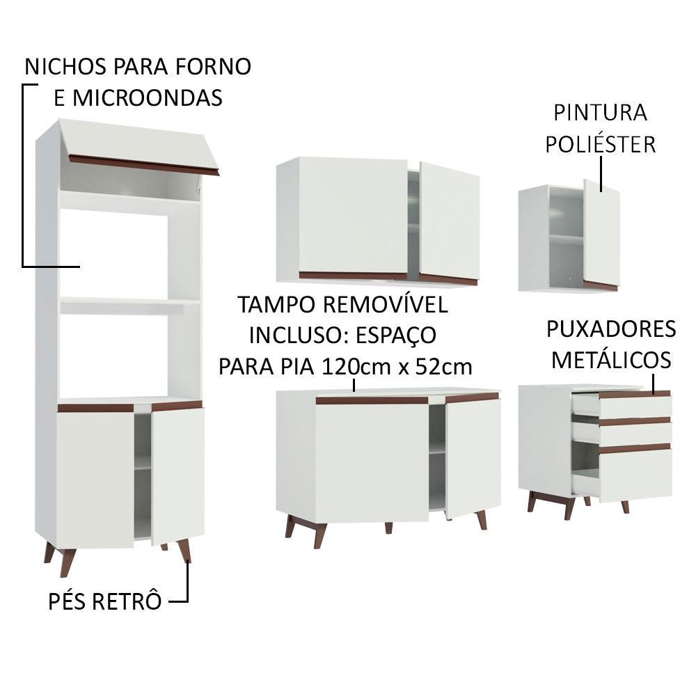 Cozinha Completa Madesa Reims com Balcão 8 Portas 3 Gavetas - Branco