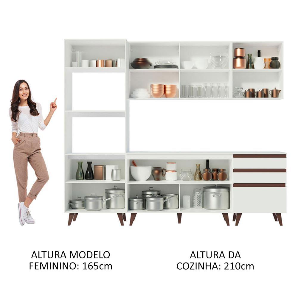 Cozinha Completa Madesa Reims com Balcão 8 Portas 3 Gavetas - Branco