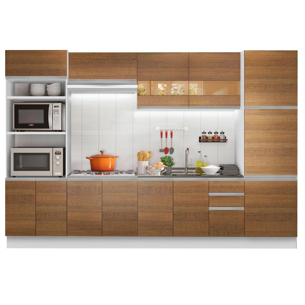 Cozinha Completa Madesa Roma 3 Gavetas 13 Portas (Sem Tampo e Pia) - Branco/Rustic