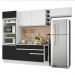 Cozinha Completa Madesa Safira com Armário e Balcão (Sem Tampo e Pia) - Branco/Preto/Branco