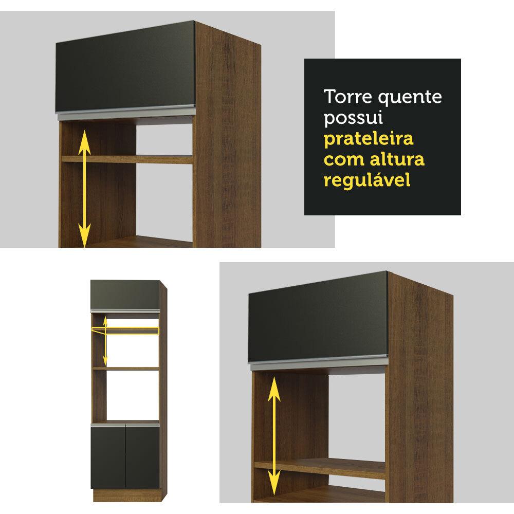Cozinha Completa Madesa Safira com Armário e Balcão (Sem Tampo e Pia) - Rustic/Preto