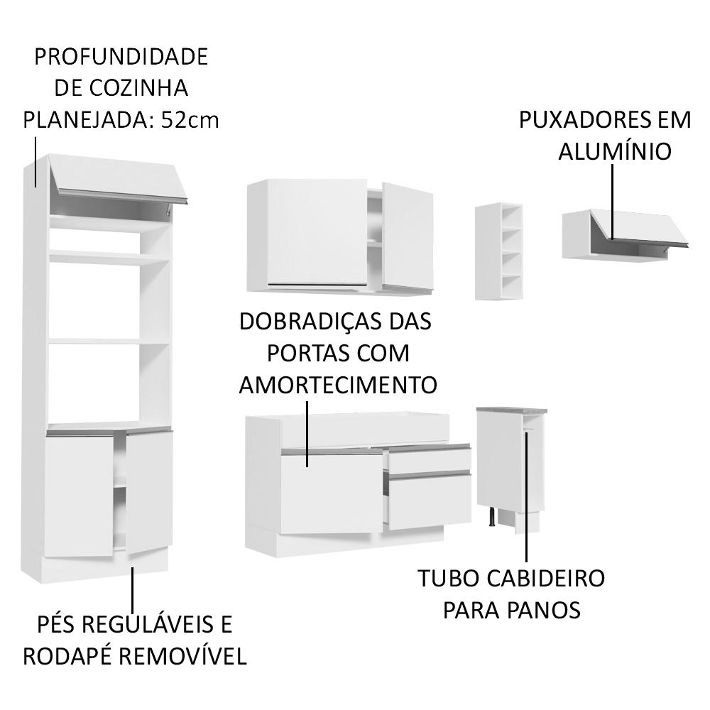 Cozinha Completa Madesa Safira com Armário e Balcão (Sem Tampo e Pia)