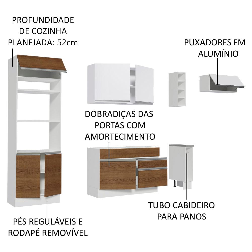 Cozinha Completa Madesa Safira com Armário e Balcão (Sem Tampo e Pia)