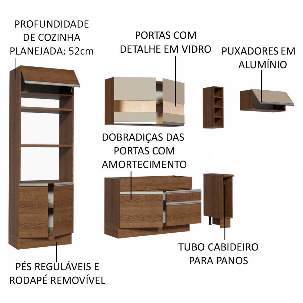 Cozinha Completa Madesa Safira com Armário e Balcão (Sem Tampo e Pia)
