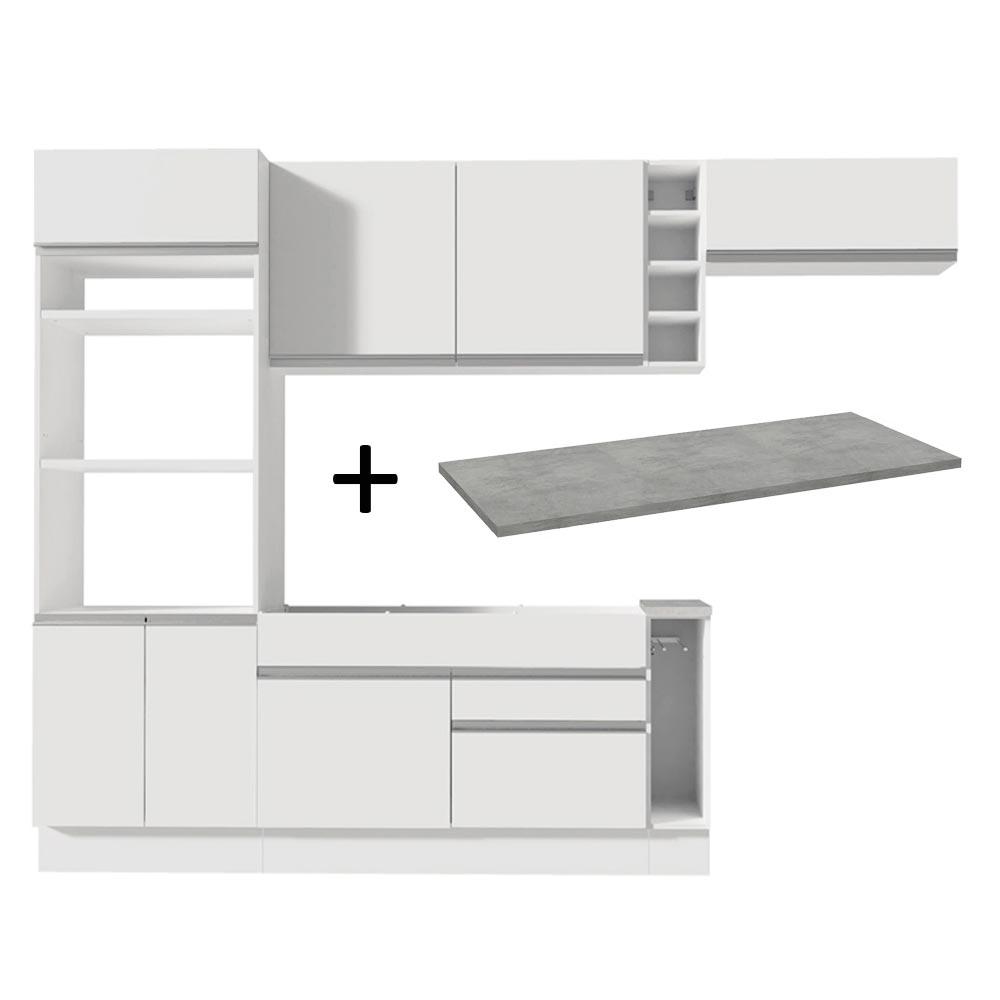 Cozinha Completa Madesa Safira com Armário e Balcão + Tampo - Branco
