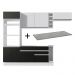 Cozinha Completa Madesa Safira com Armário e Balcão + Tampo - Branco/Preto/Branco