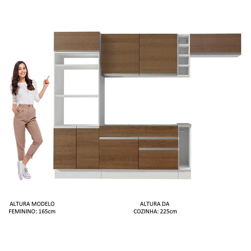 Cozinha Completa Madesa Safira com Armário e Balcão + Tampo - Branco/Rustic