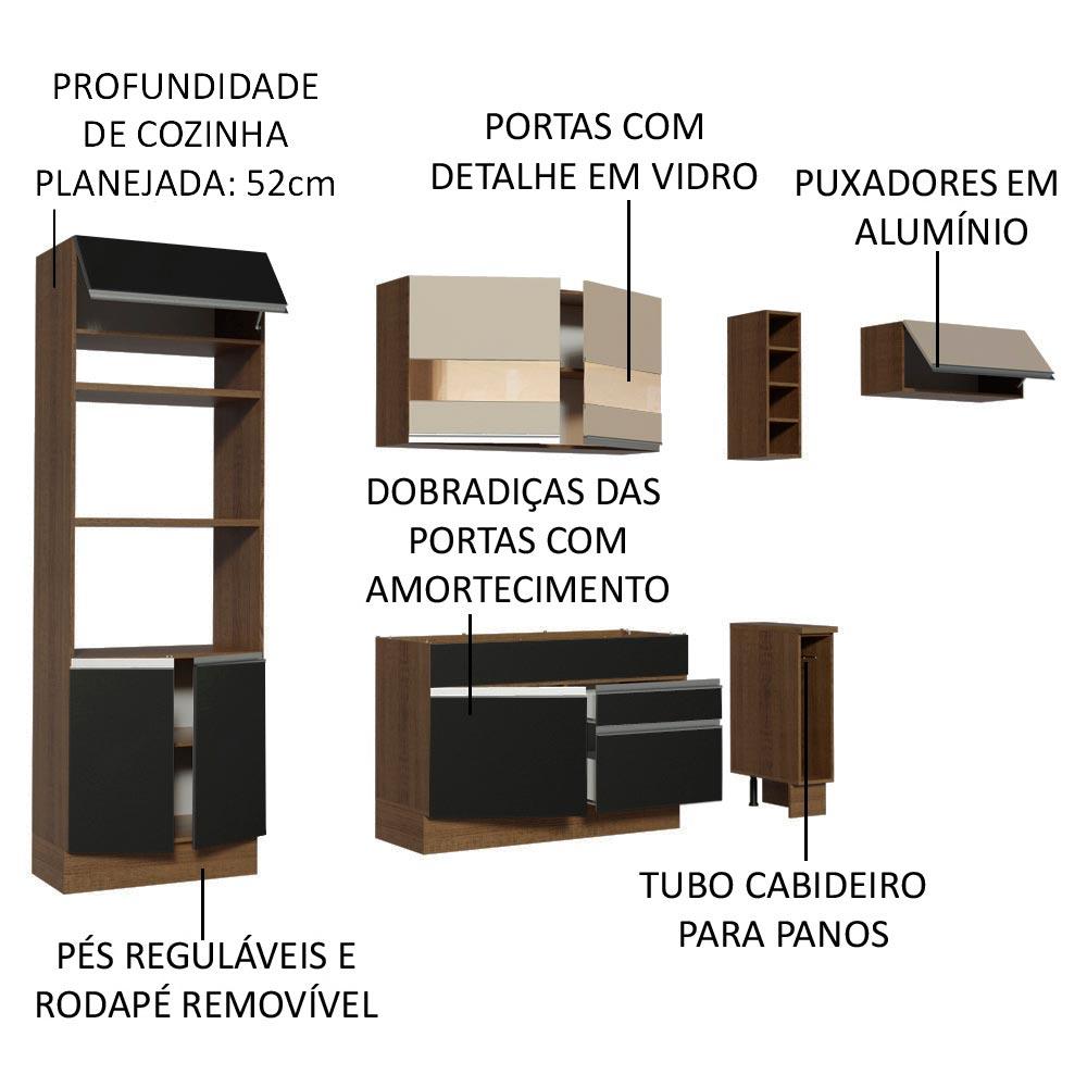 Cozinha Completa Madesa Safira com Armário e Balcão + Tampo
