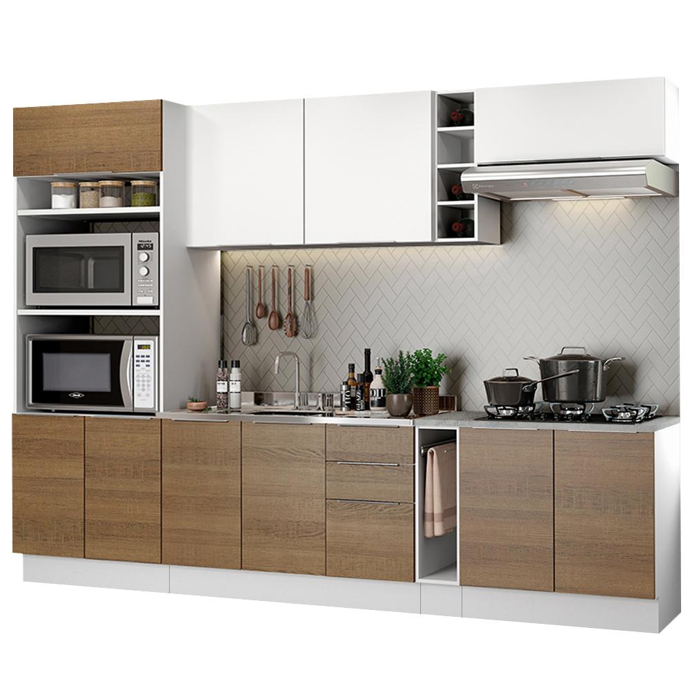Cozinha Completa Madesa Stella 290001 com Armário e Balcão - Branco/Rustic/Branco