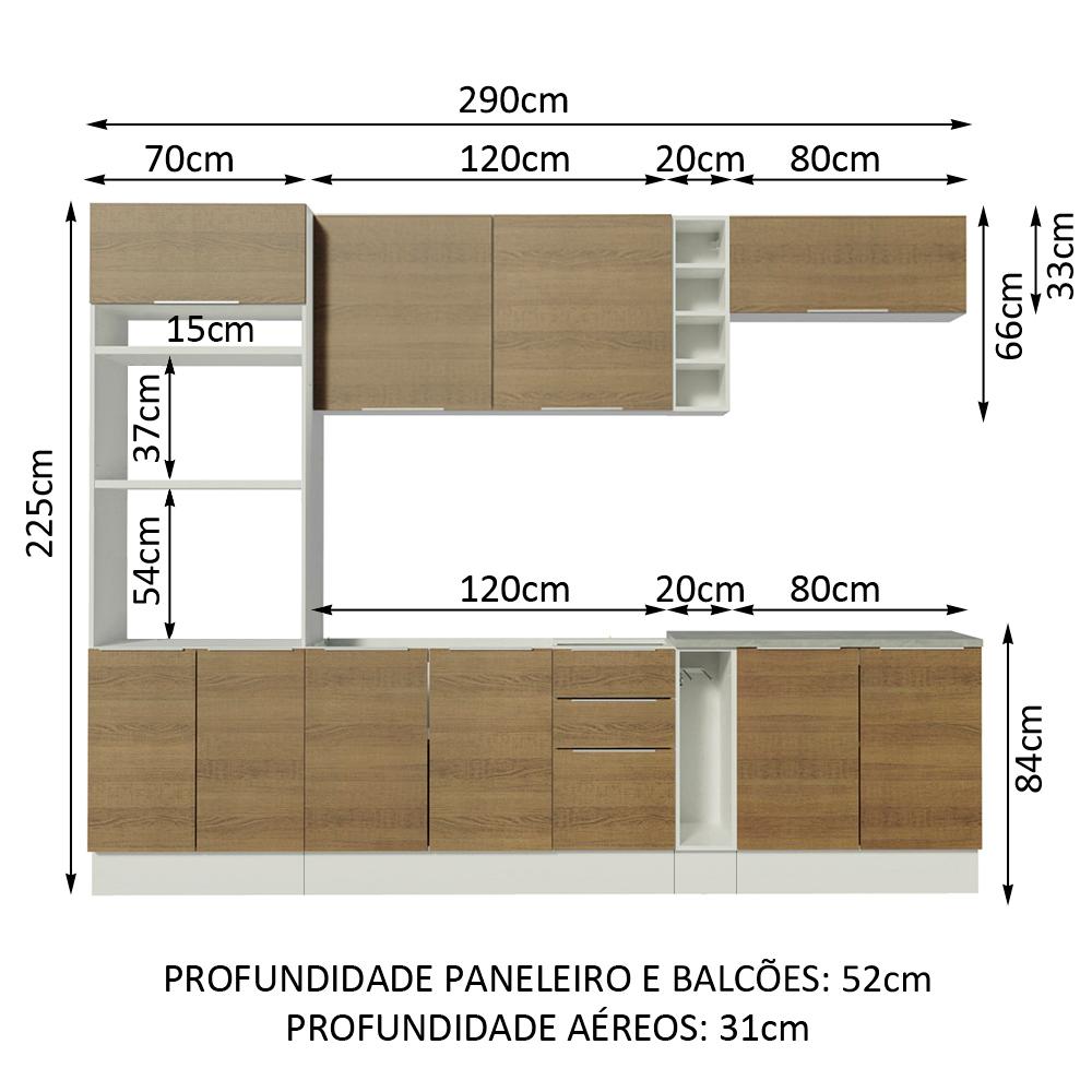 Cozinha Completa Madesa Stella 290001 com Armário e Balcão