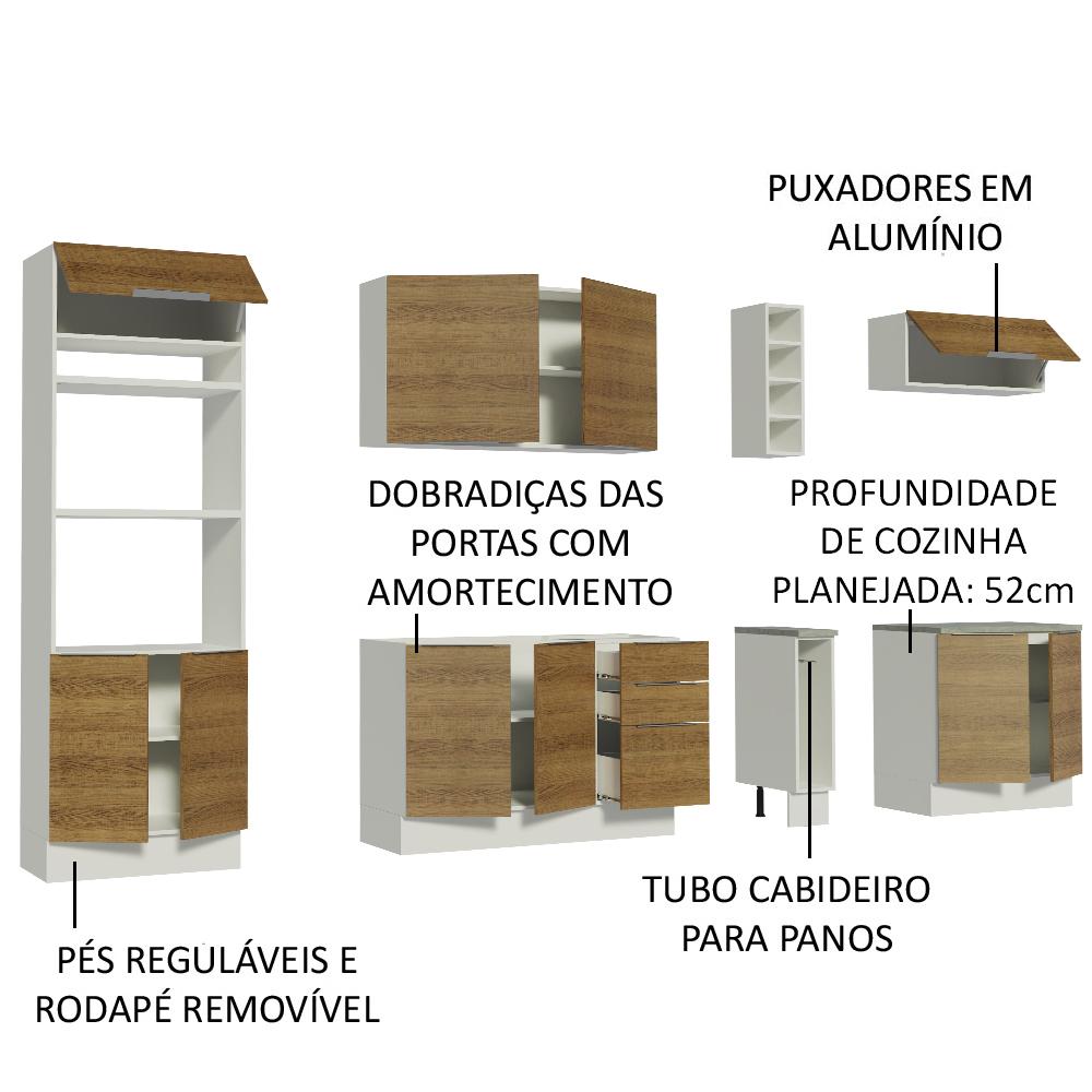Cozinha Completa Madesa Stella 290001 com Armário e Balcão