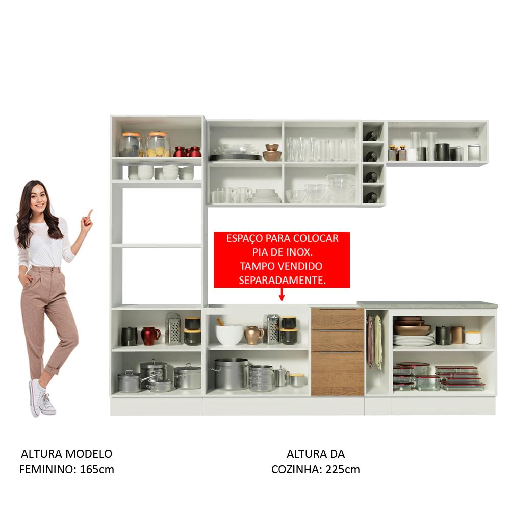 Cozinha Completa Madesa Stella 290001 com Armário e Balcão