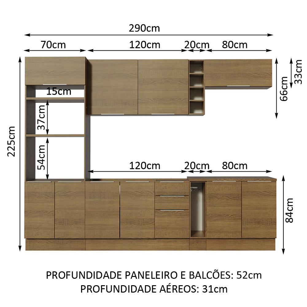 Cozinha Completa Madesa Stella 290001 com Armário e Balcão