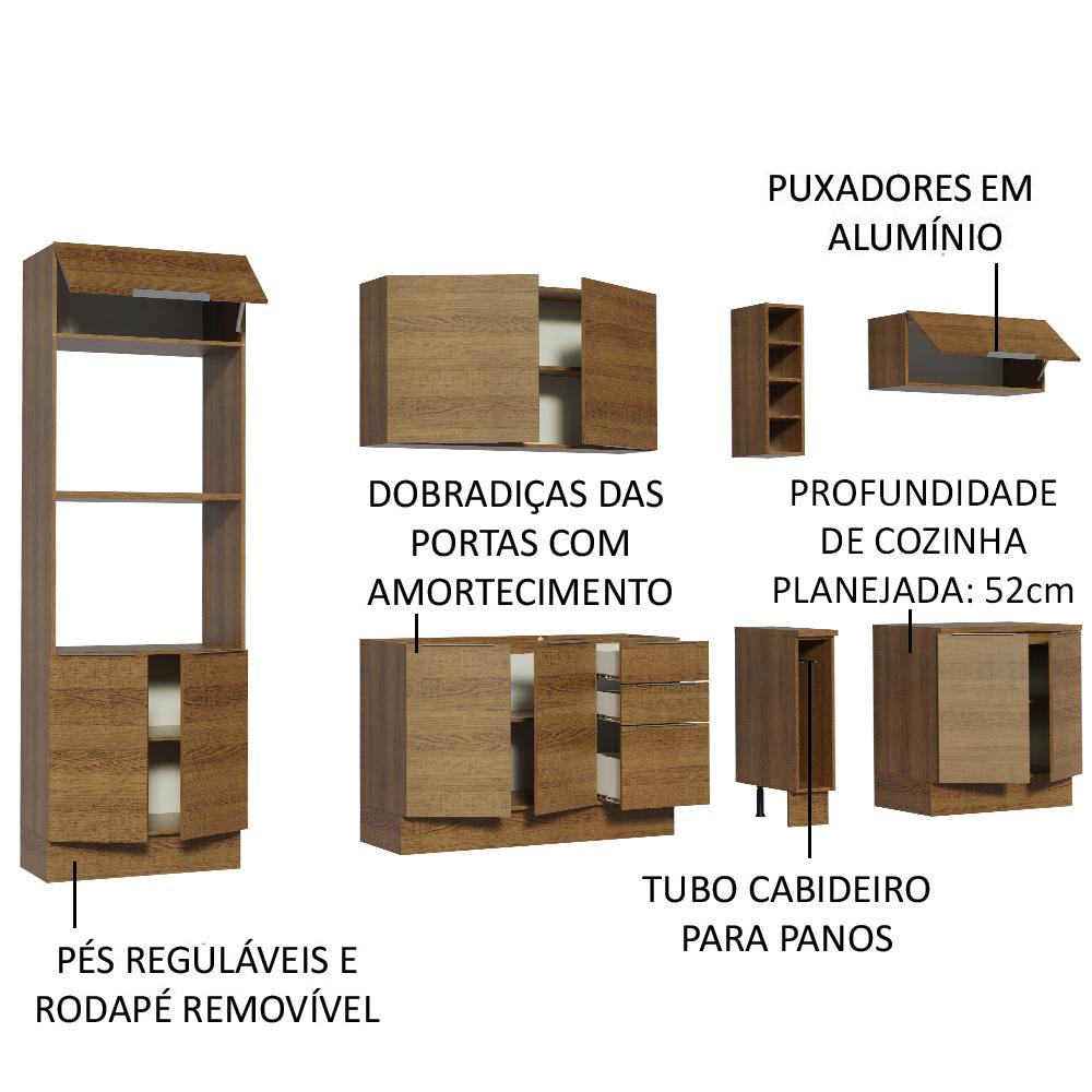 Cozinha Completa Madesa Stella 290001 com Armário e Balcão
