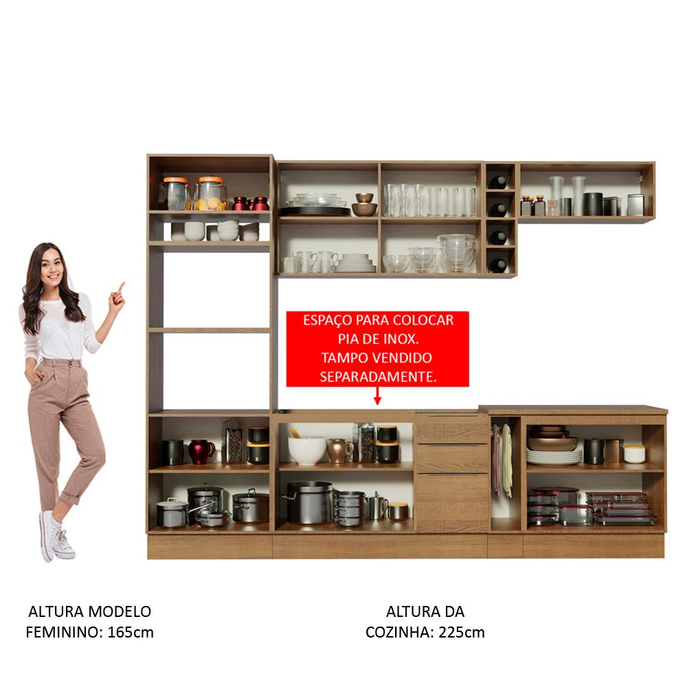 Cozinha Completa Madesa Stella 290001 com Armário e Balcão