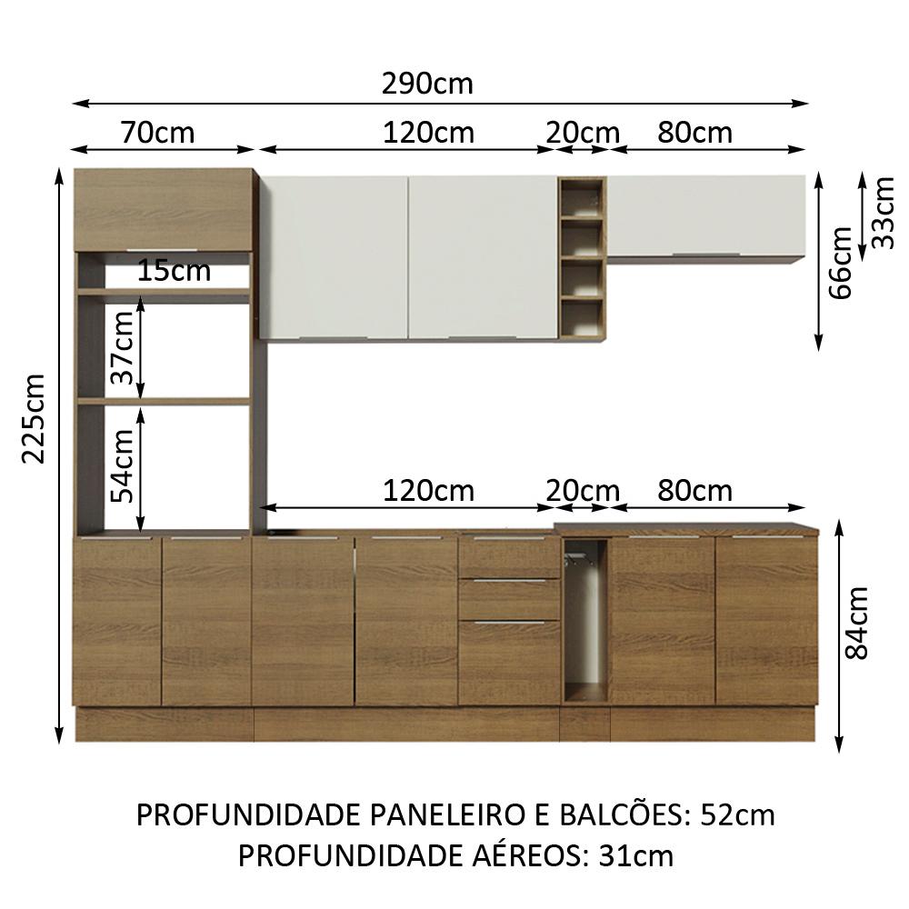Cozinha Completa Madesa Stella 290001 com Armário e Balcão