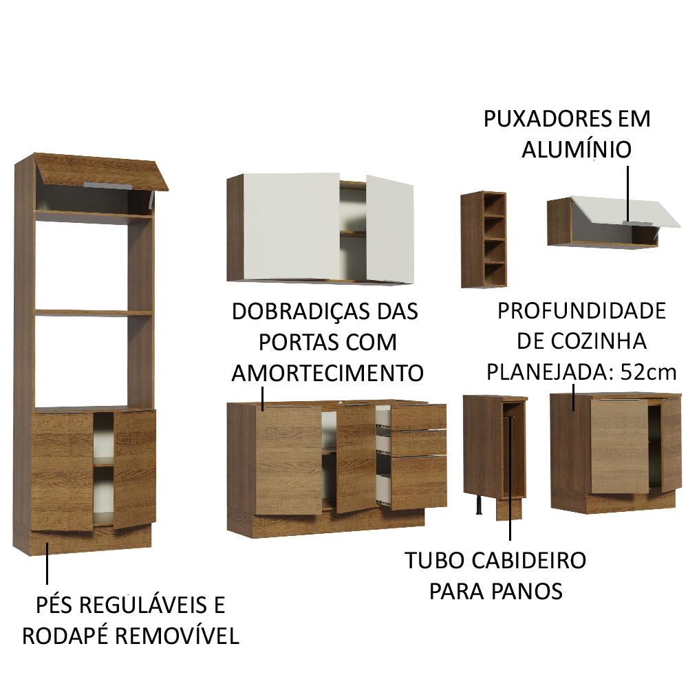 Cozinha Completa Madesa Stella 290001 com Armário e Balcão