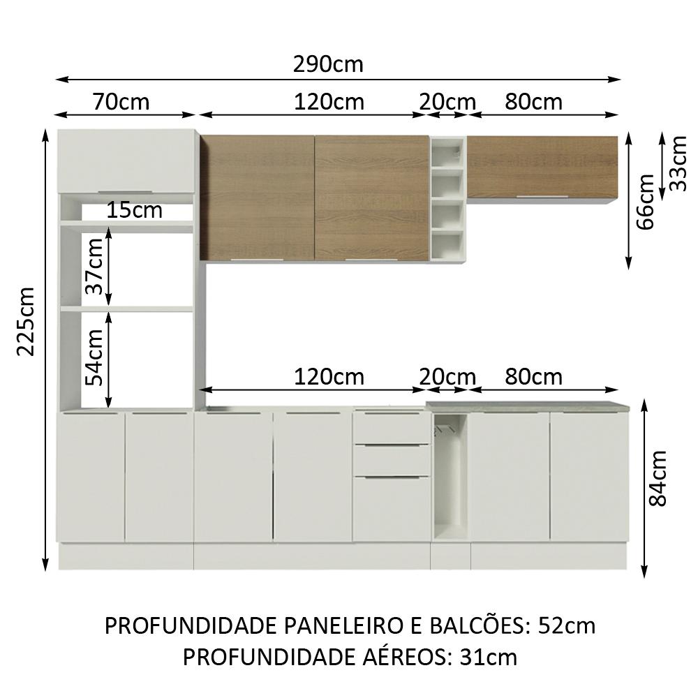 Cozinha Completa Madesa Stella 290001 com Armário e Balcão