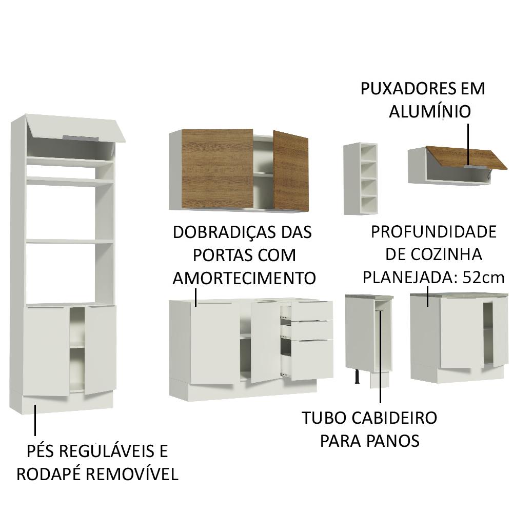 Cozinha Completa Madesa Stella 290001 com Armário e Balcão