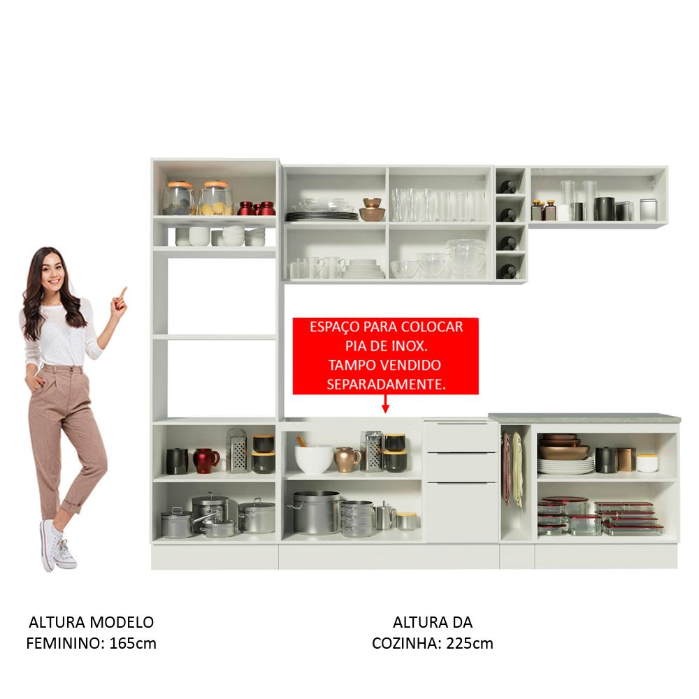 Cozinha Completa Madesa Stella 290001 com Armário e Balcão