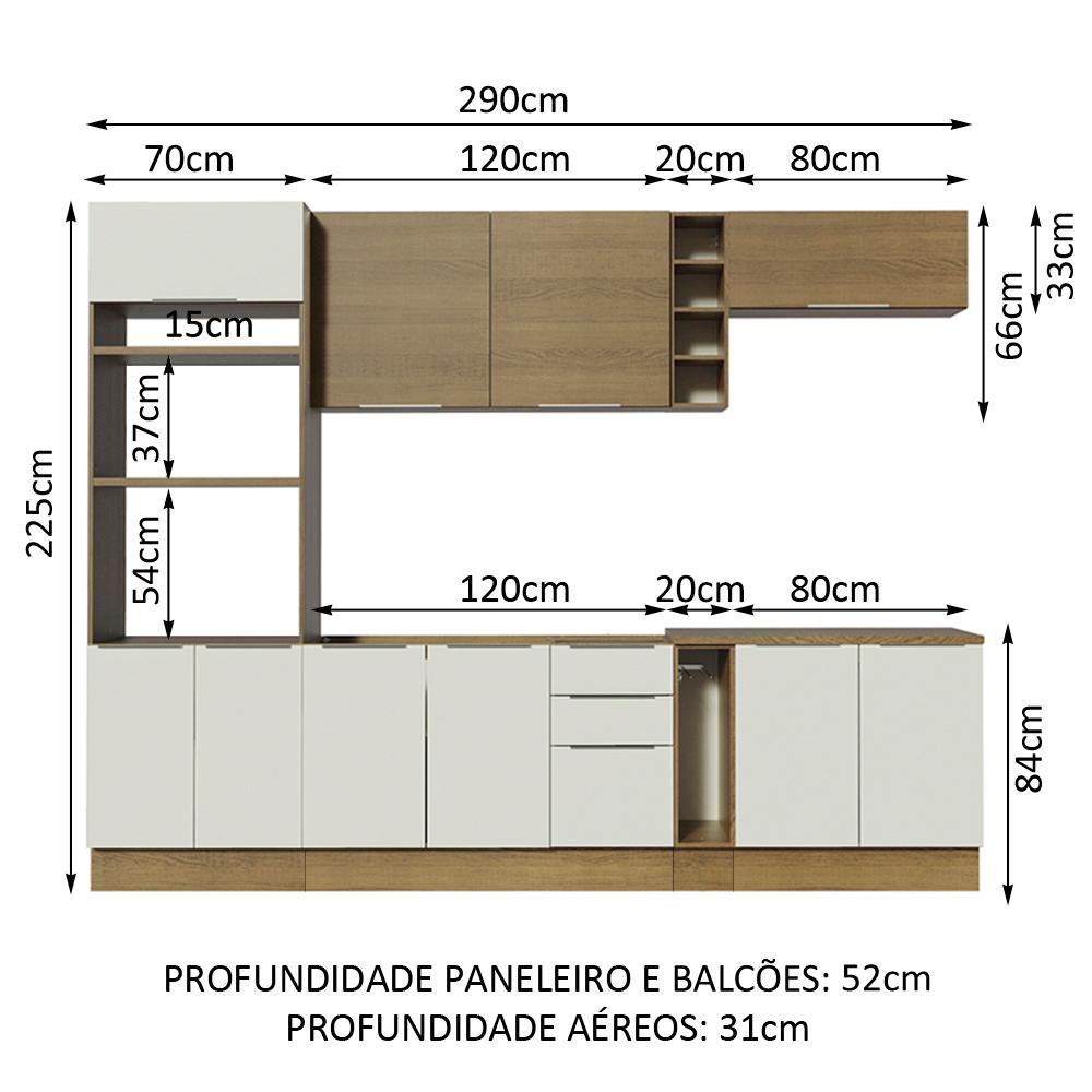 Cozinha Completa Madesa Stella 290001 com Armário e Balcão