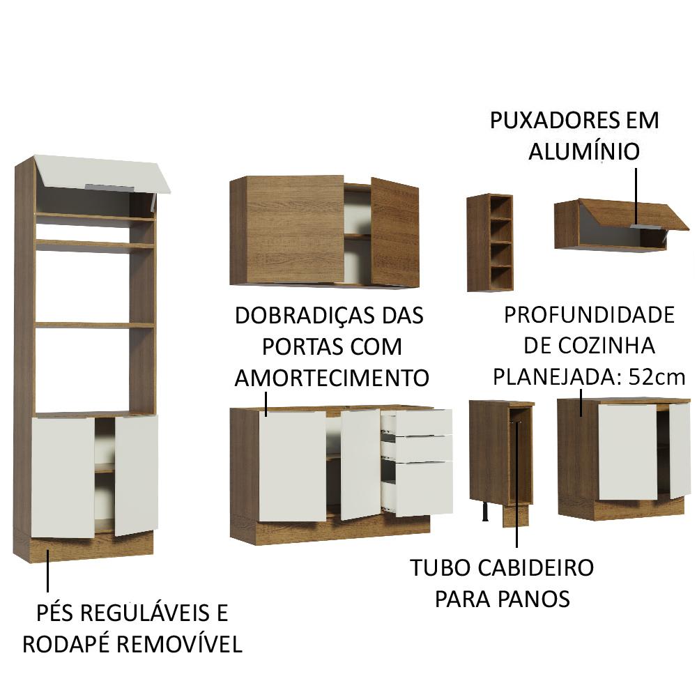 Cozinha Completa Madesa Stella 290001 com Armário e Balcão