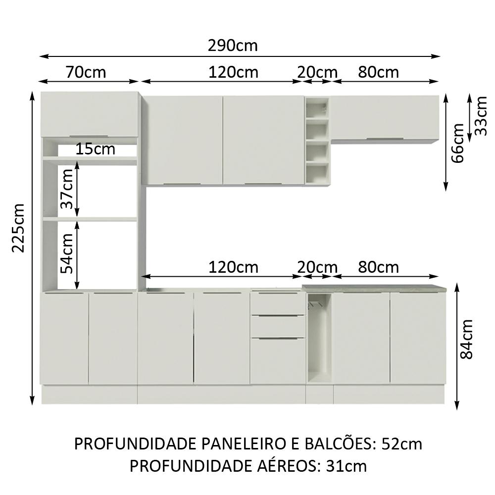 Cozinha Completa Madesa Stella 290001 com Armário e Balcão