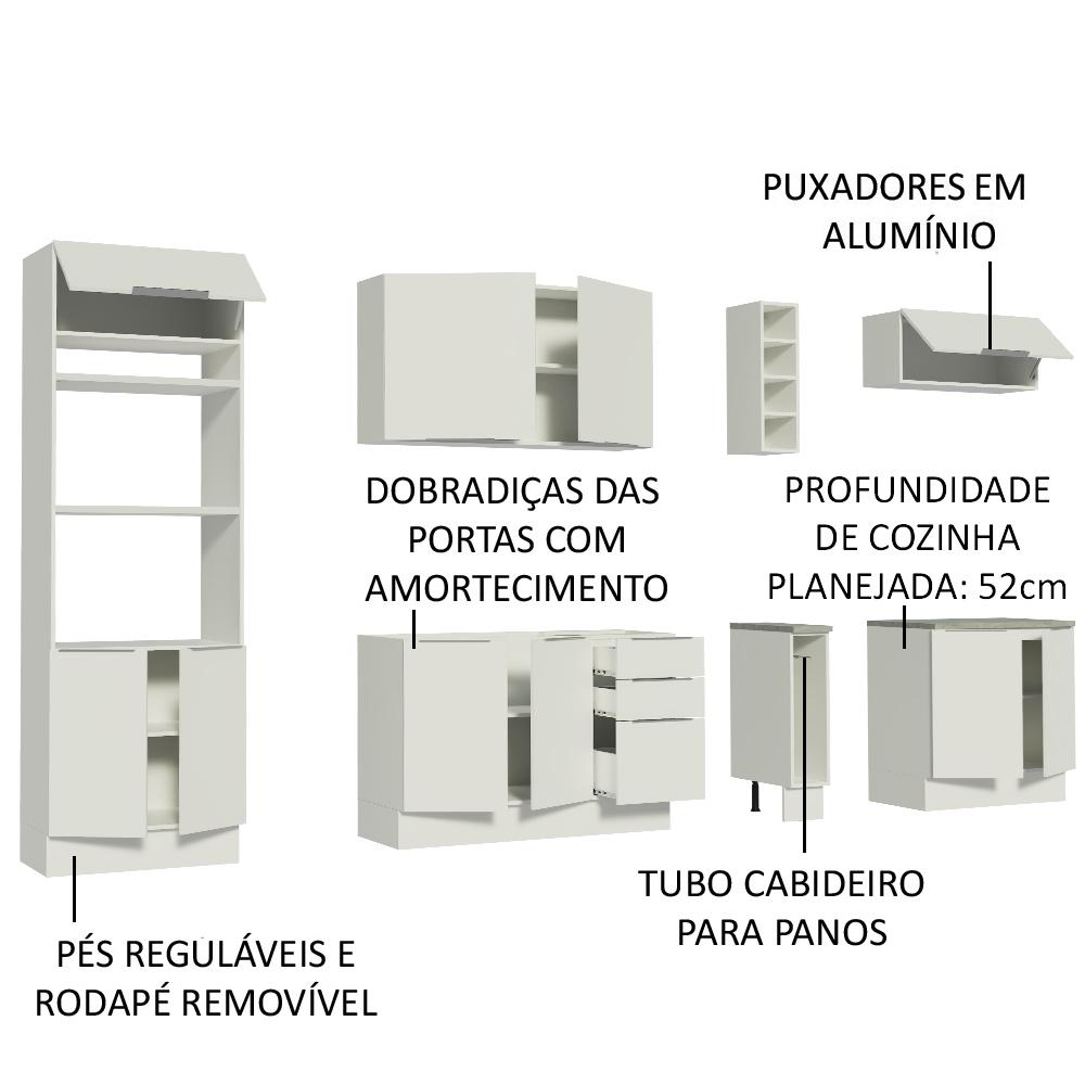 Cozinha Completa Madesa Stella 290001 com Armário e Balcão