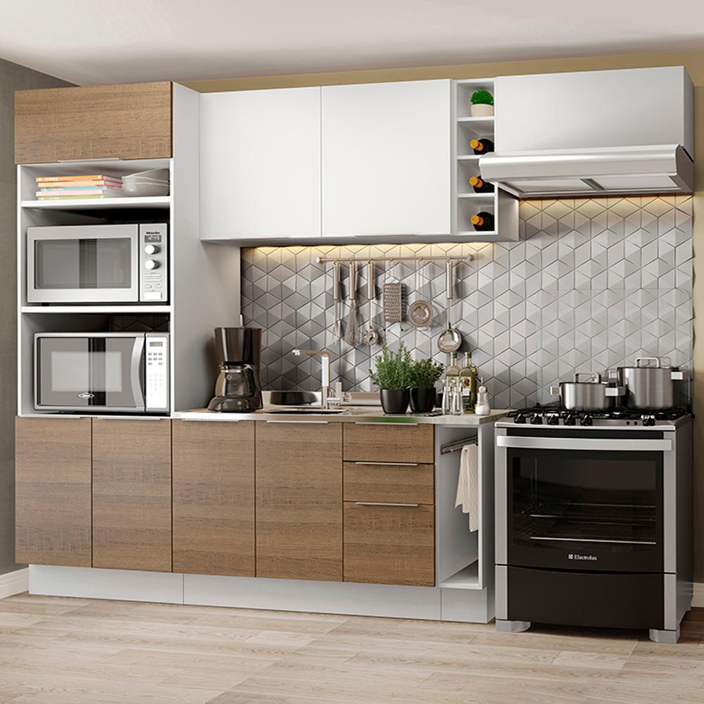 Cozinha Completa Madesa Stella 290002 com Armário e Balcão - Branco/Rustic/Branco