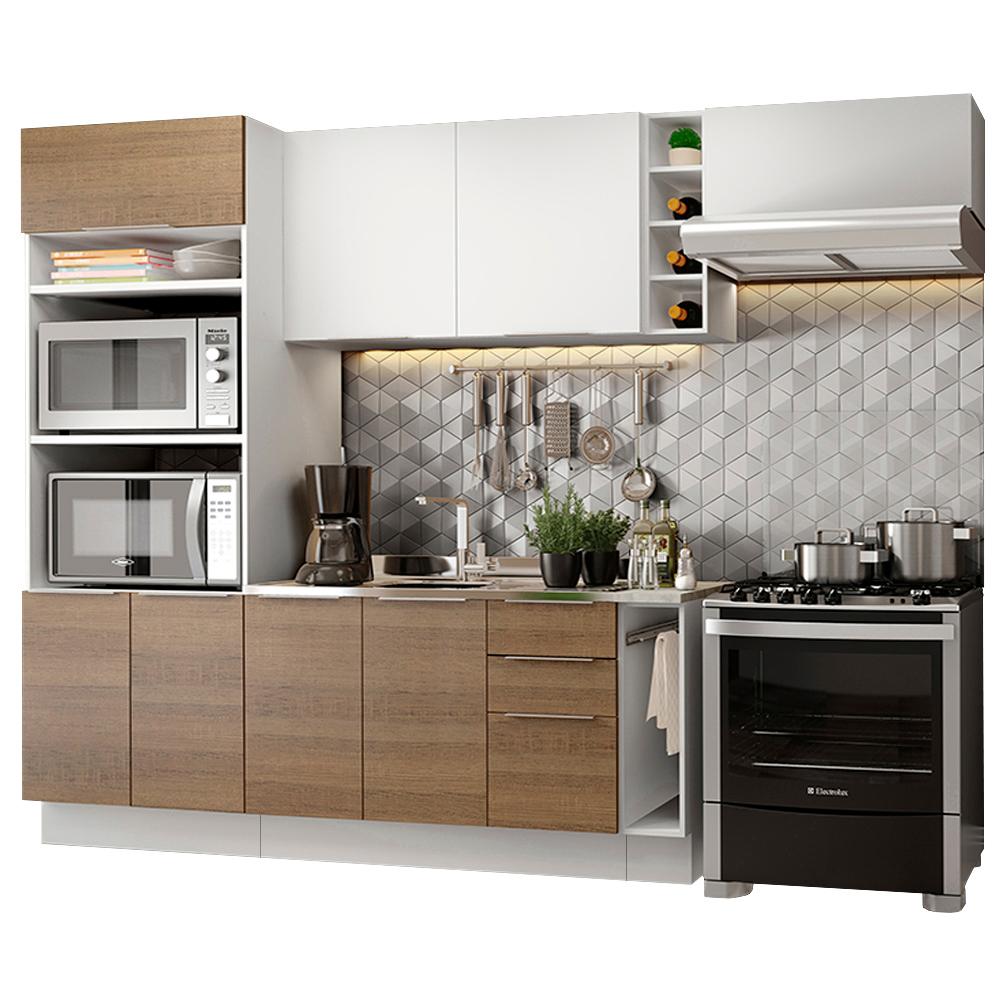 Cozinha Completa Madesa Stella 290002 com Armário e Balcão - Branco/Rustic/Branco