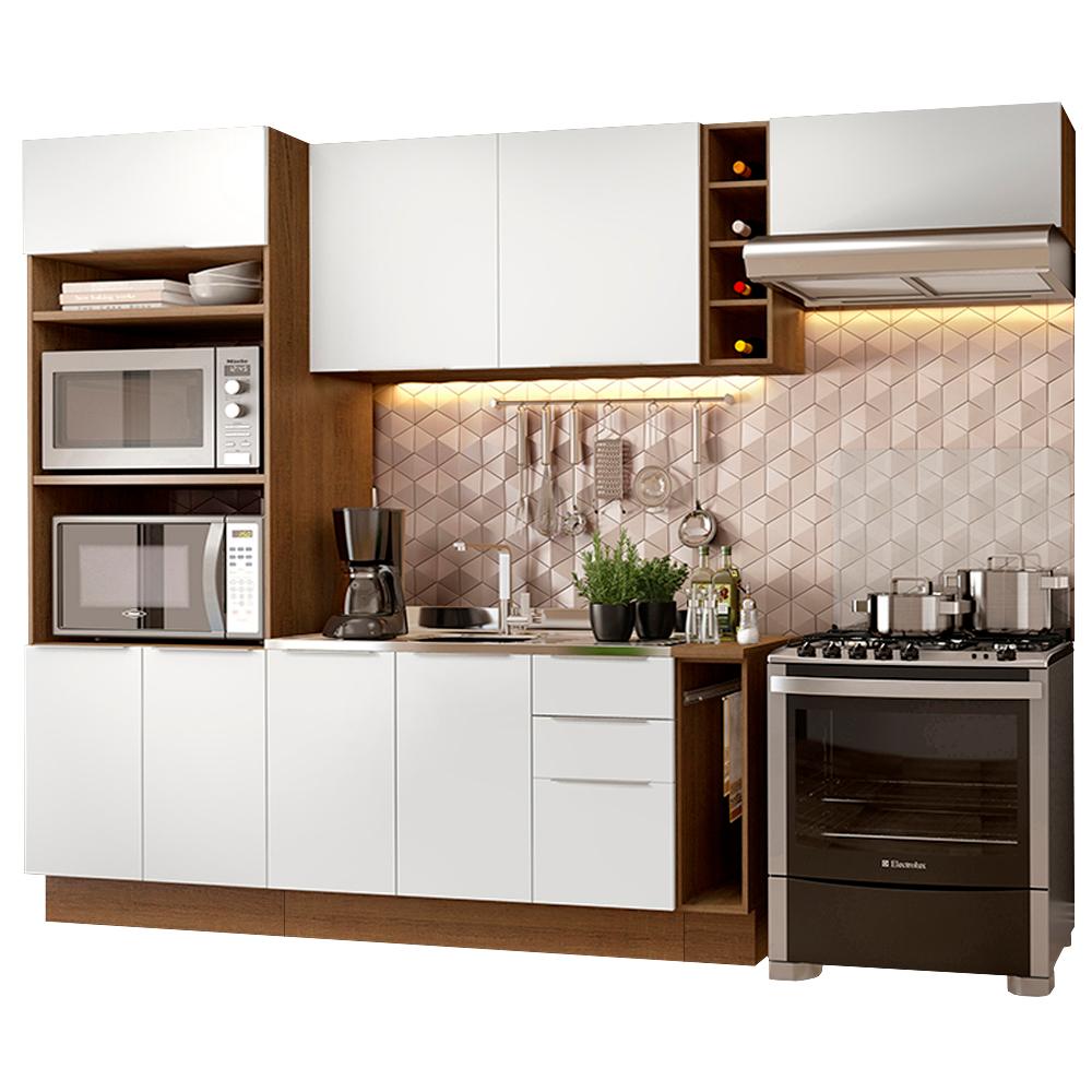 Cozinha Completa Madesa Stella 290002 com Armário e Balcão - Rustic/Branco