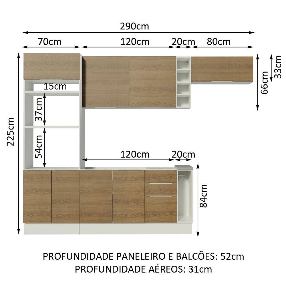 Cozinha Completa Madesa Stella 290002 com Armário e Balcão