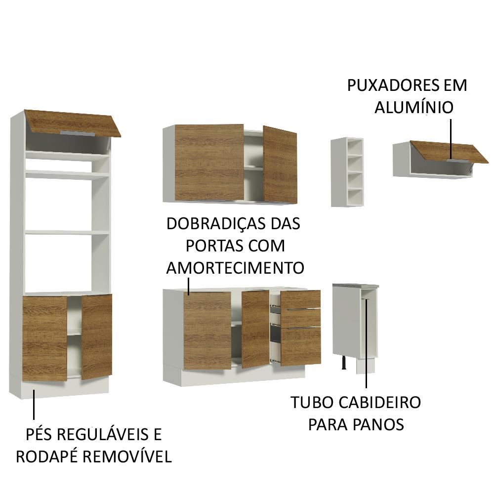 Cozinha Completa Madesa Stella 290002 com Armário e Balcão