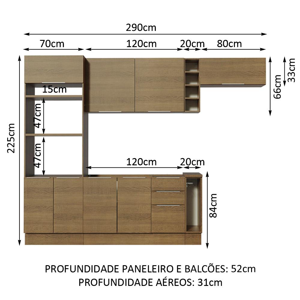 Cozinha Completa Madesa Stella 290002 com Armário e Balcão