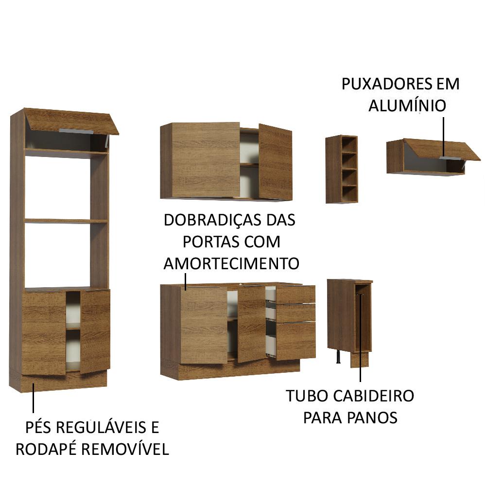 Cozinha Completa Madesa Stella 290002 com Armário e Balcão