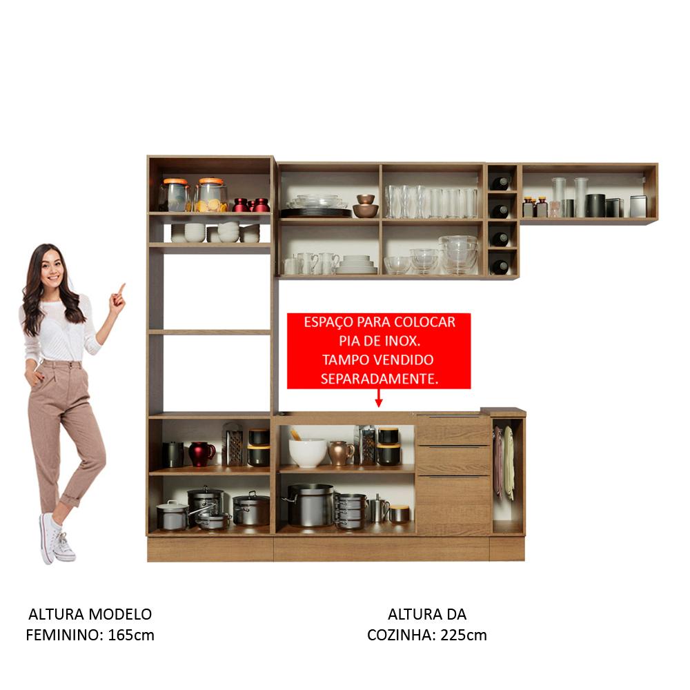 Cozinha Completa Madesa Stella 290002 com Armário e Balcão