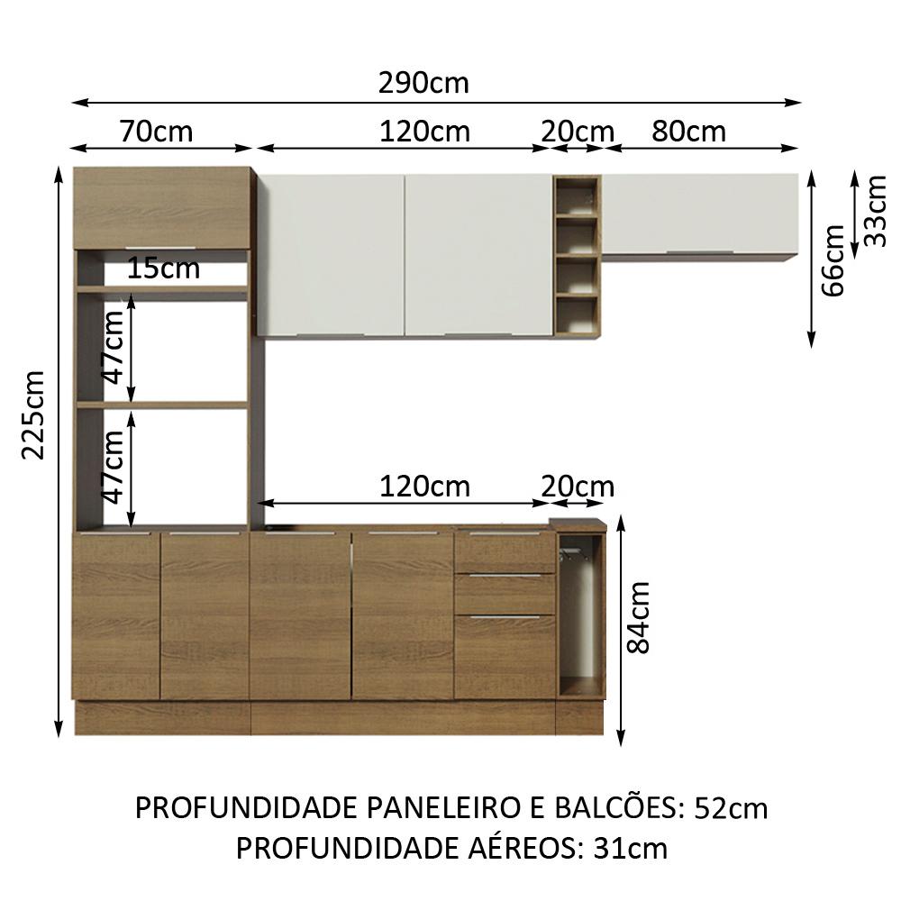Cozinha Completa Madesa Stella 290002 com Armário e Balcão