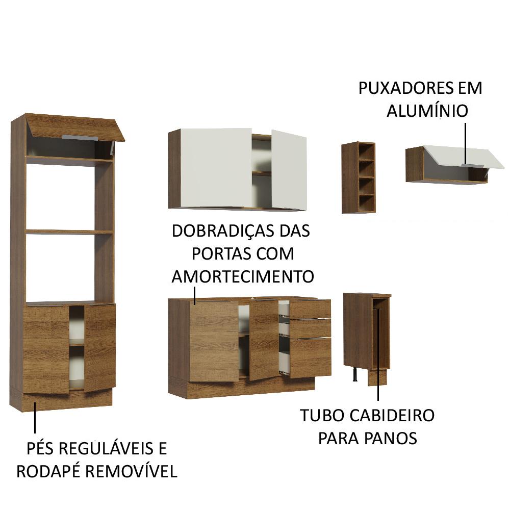 Cozinha Completa Madesa Stella 290002 com Armário e Balcão