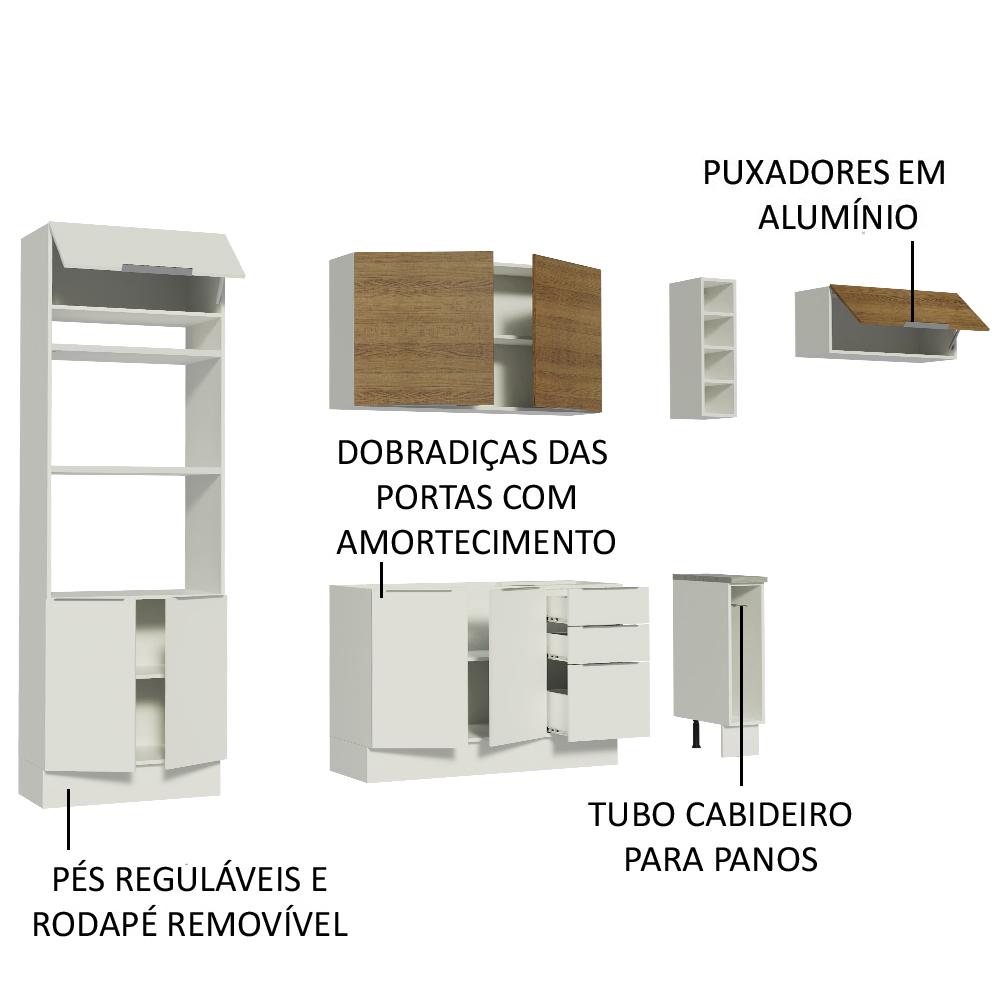 Cozinha Completa Madesa Stella 290002 com Armário e Balcão