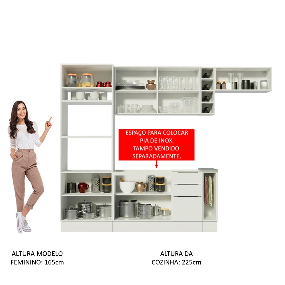 Cozinha Completa Madesa Stella 290002 com Armário e Balcão