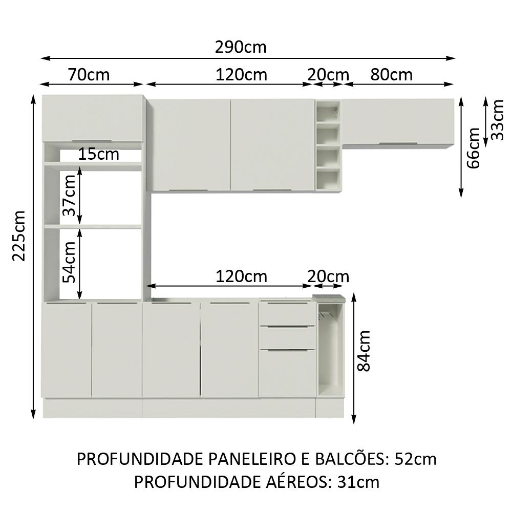 Cozinha Completa Madesa Stella 290002 com Armário e Balcão