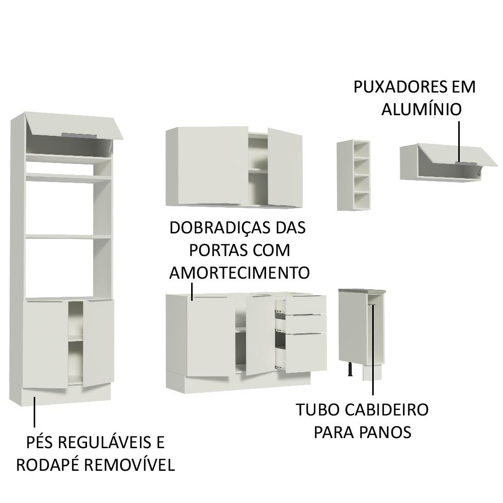 Cozinha Completa Madesa Stella 290002 com Armário e Balcão