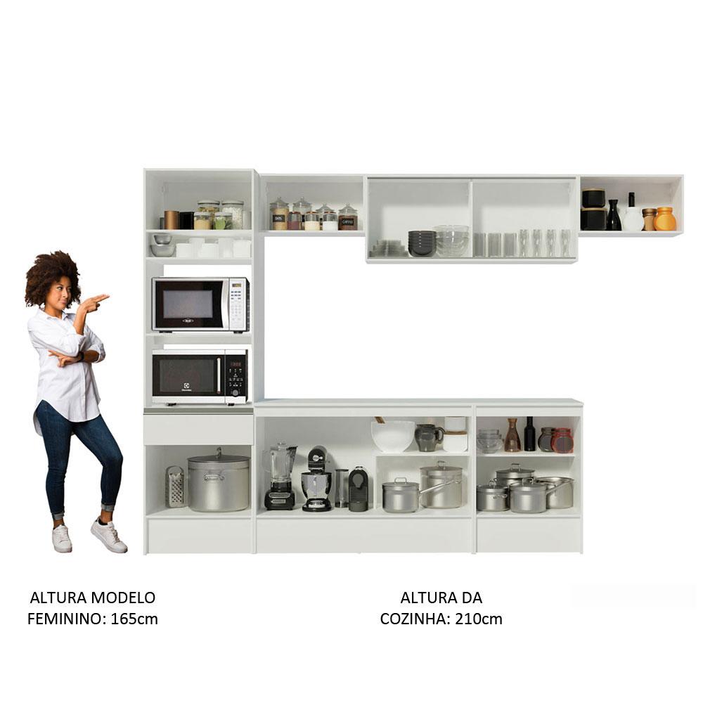 Cozinha Completa Madesa Topazio 300001 com Armário, Balcão e Tampo - Branco