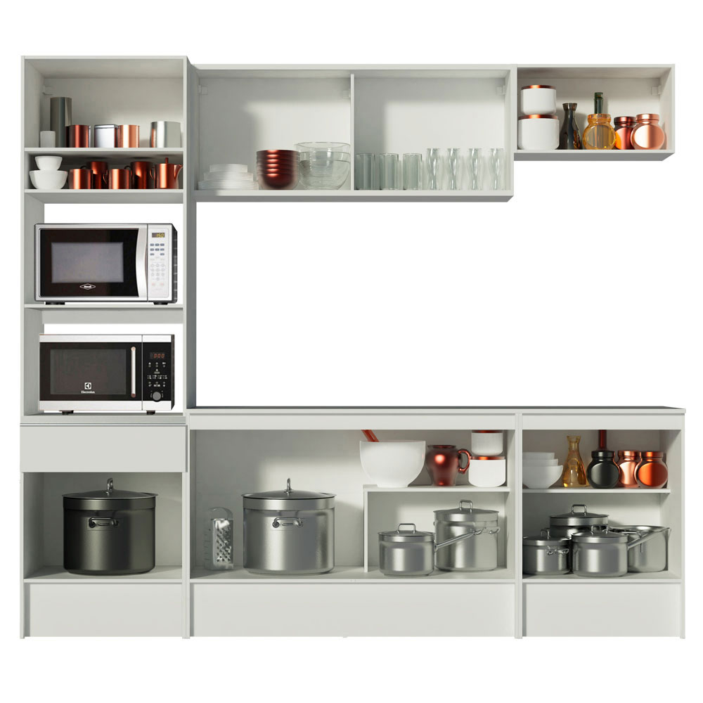 Cozinha Completa Madesa Topazio com Armário, Balcão e Tampo - Branco